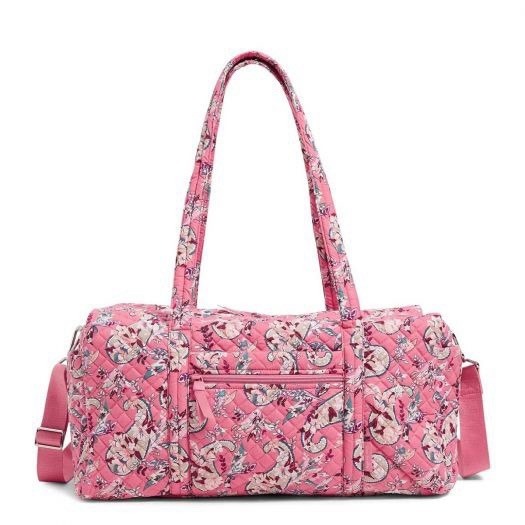 Vera Bradley Large Travel Duffel Botanical Paisley Pink Quilted Bag